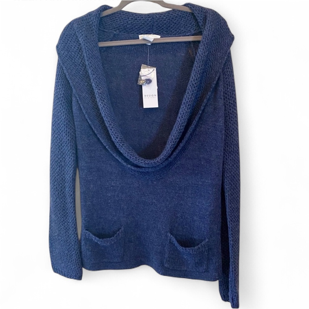 NWT DESIGN HISTORY WOOL BLEND COWL NECK LONG SLEEVE LAYERING SWEATER  SIZE M